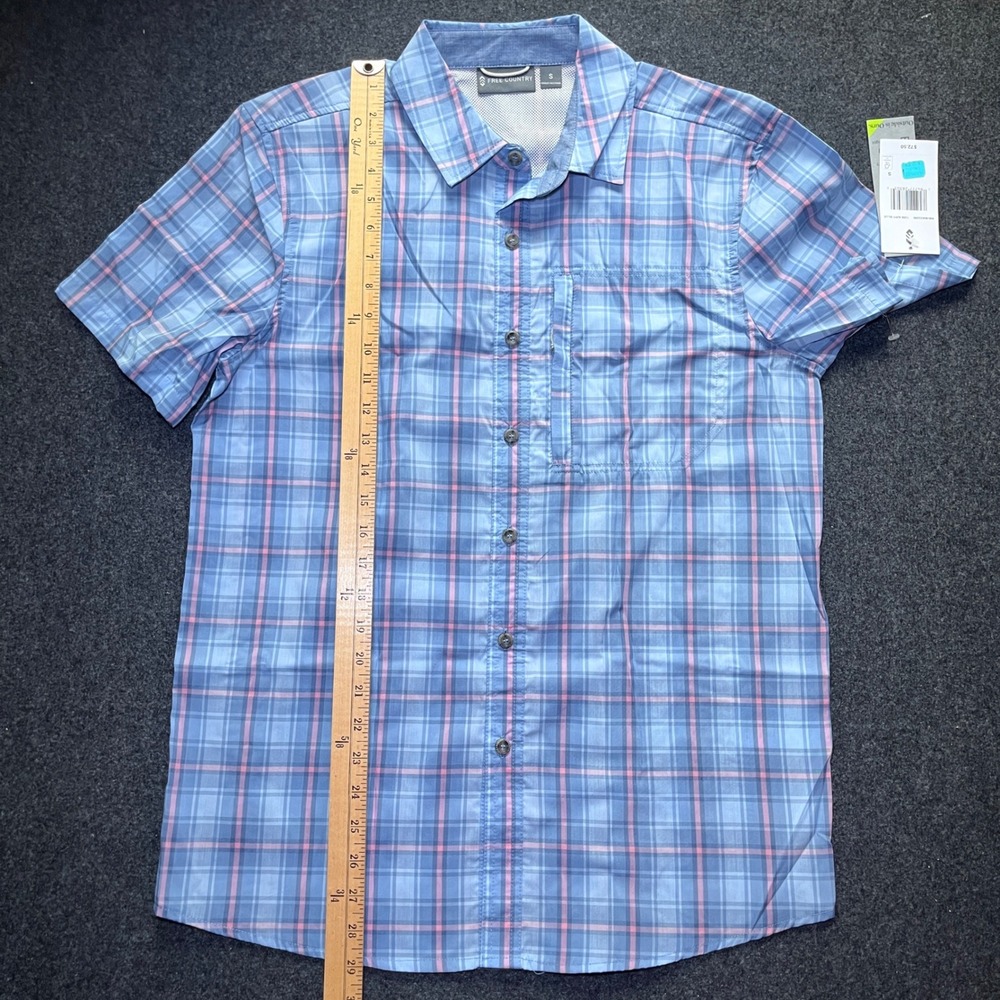 Free Country Shirt Mens S Blue NWT Excursion Yarn Dye Plaid Quick Dry Hiking - Picture 9 of 9